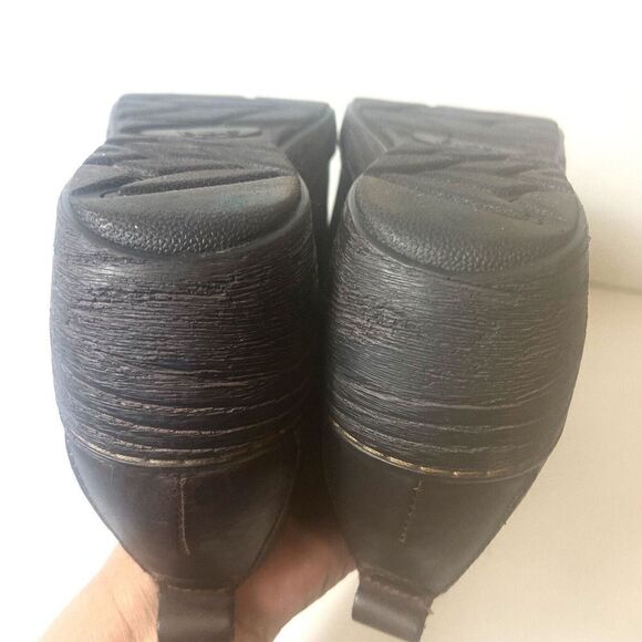 BOC Born Concept Women's 11M Dark Brown Leather Slip On Casual Wedge Clogs Shoes - Picture 7 of 11